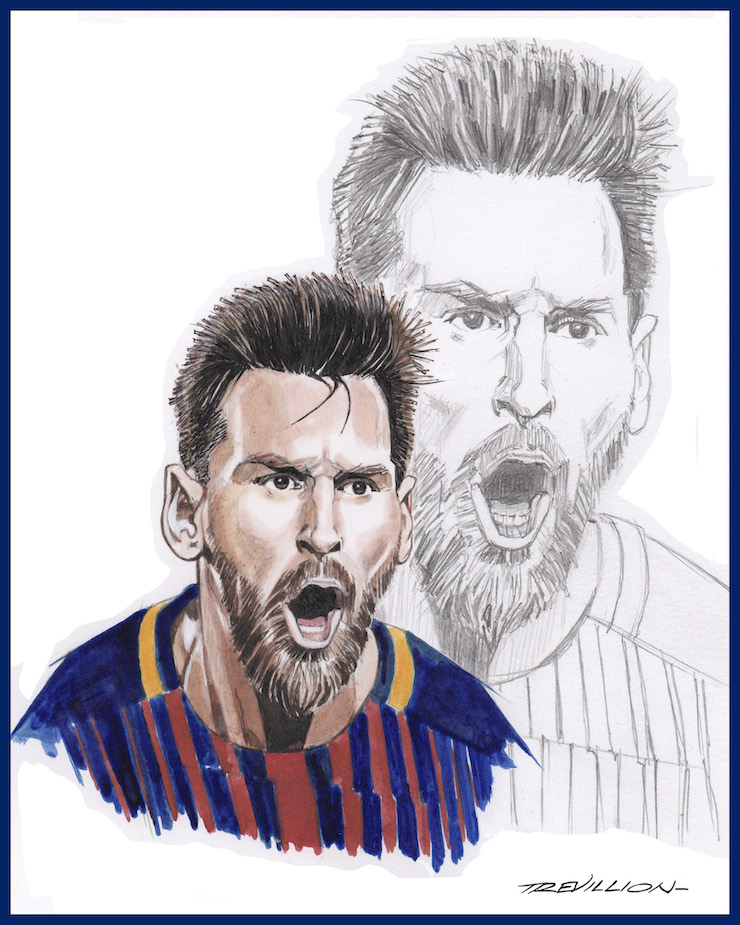 MESSI - pencil & ink by Trevillion 2018 on SoccderToday