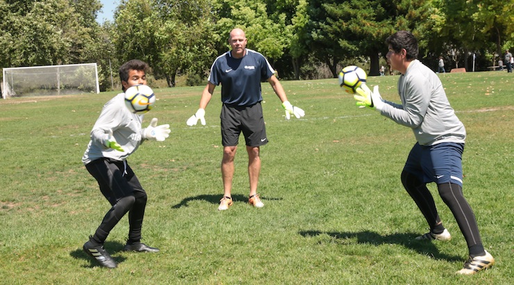 Youth soccer news: Allstate Home Field Protection Event at Pinto Lake County Park in Watsonville, CA -- Brad Friedel helped put on a free clinic for the Aztecas Youth Soccer Academy - Photo Credit: Courtesy of Allstate