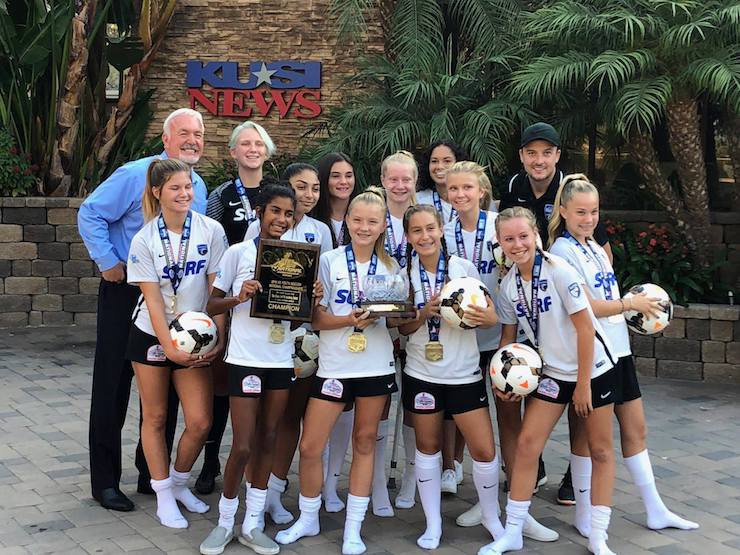 Youth soccer news: Surf SC 2005 Girls National Champions appeared on KUSI TV