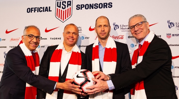 From left: U.S. Soccer President Carlos Cordeiro, MNT GM Earnie Stewart, Head Coach Gregg Berhalter and CEO/Secretary General Dann Flynn.