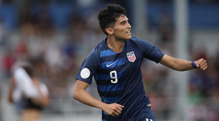 Photo: Ricardo Pepi of the United States scored two goals to guide the USA to a victory over Canada in the semifinals of the CONCACAF Under-17 Championship on May 14, 2019 at IMG Academy in Bradenton, Florida, USA.