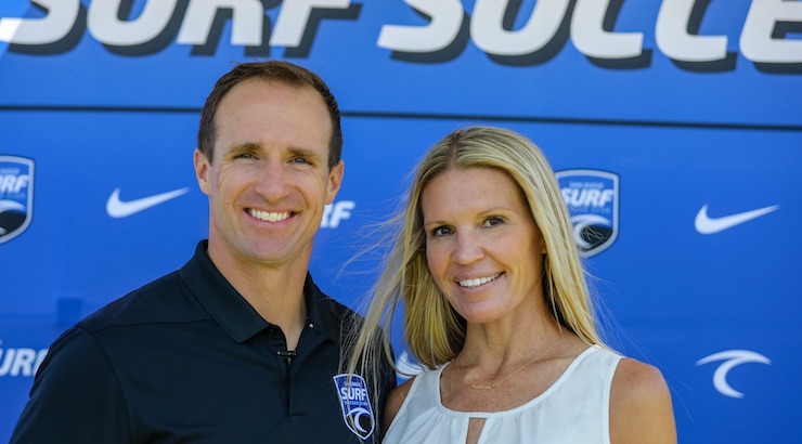 Surf Soccer Drew Brees interviewed by Brooke Oxenberry for SoccerToday