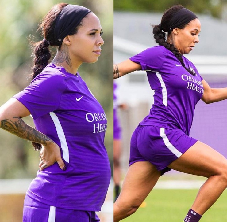 Sydney Leroux practicing while pregnant -- she left the U.S. Women's Soccer Team a short heading before the Olympic qualifying in 2016 