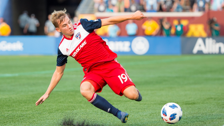 Paxton Pomykal playing for FC Dallas