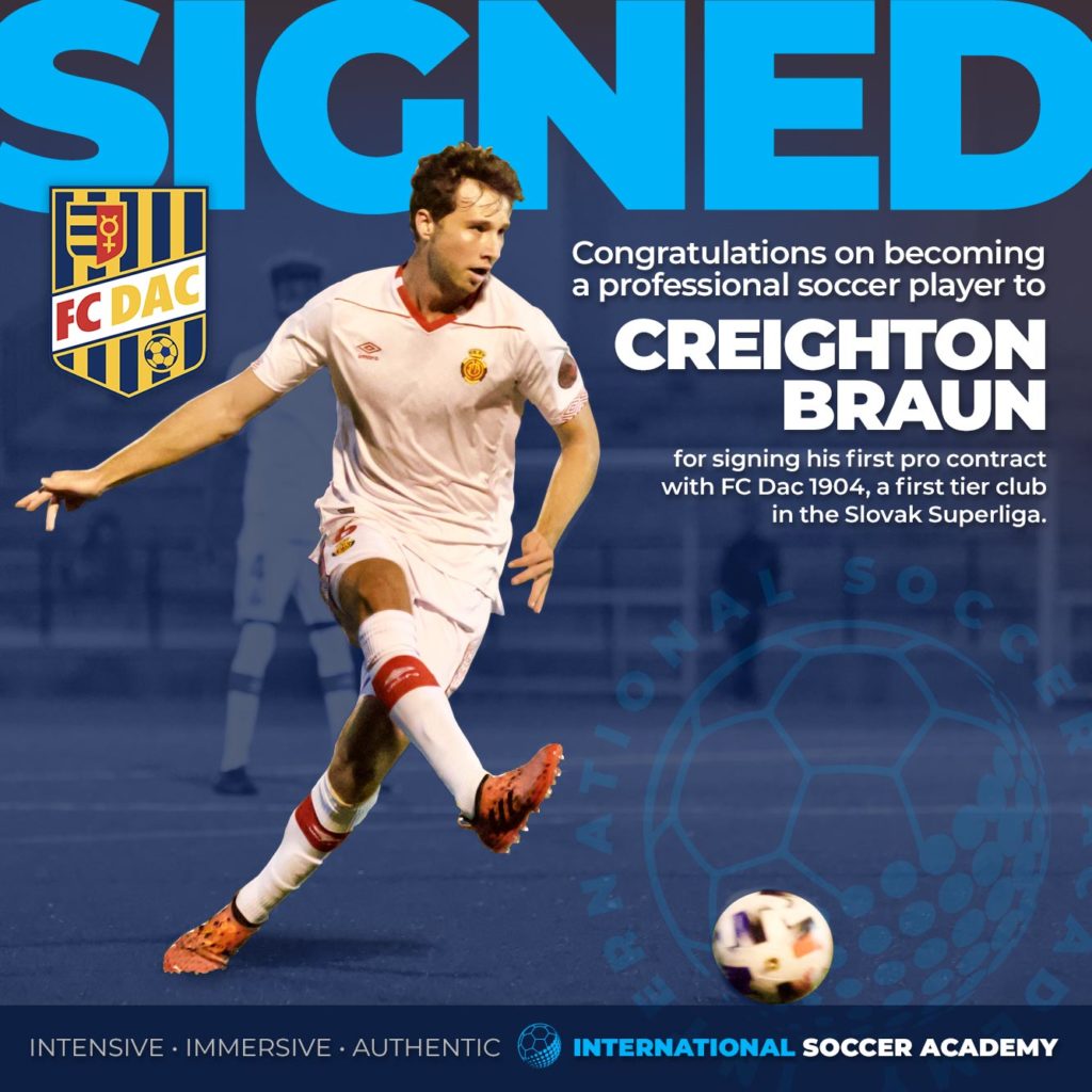 19-YEAR-OLD CREIGHTON BRAUN SIGNS PRO CONTRACT WITH EUROPEAN CLUB